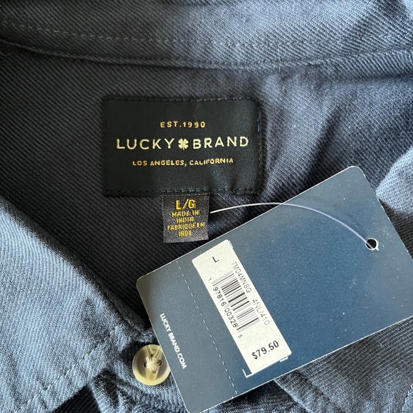 Lucky Brand Men’s Cotton Twill Blue Button Up – NWT - Picture 2 of 5